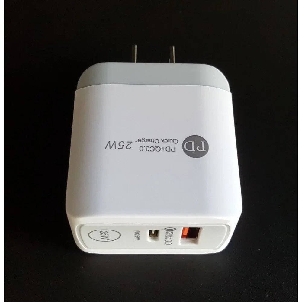 Fast PD Wall Charger Dual Port USB Type C and USB A ports, for iPhone, Samsung